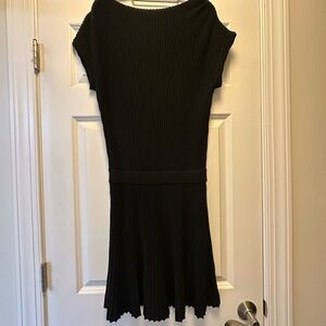 MAEVE by Anthropologie Sweater Dress L Ruth Ribbed Knit Boatneck Black worn once